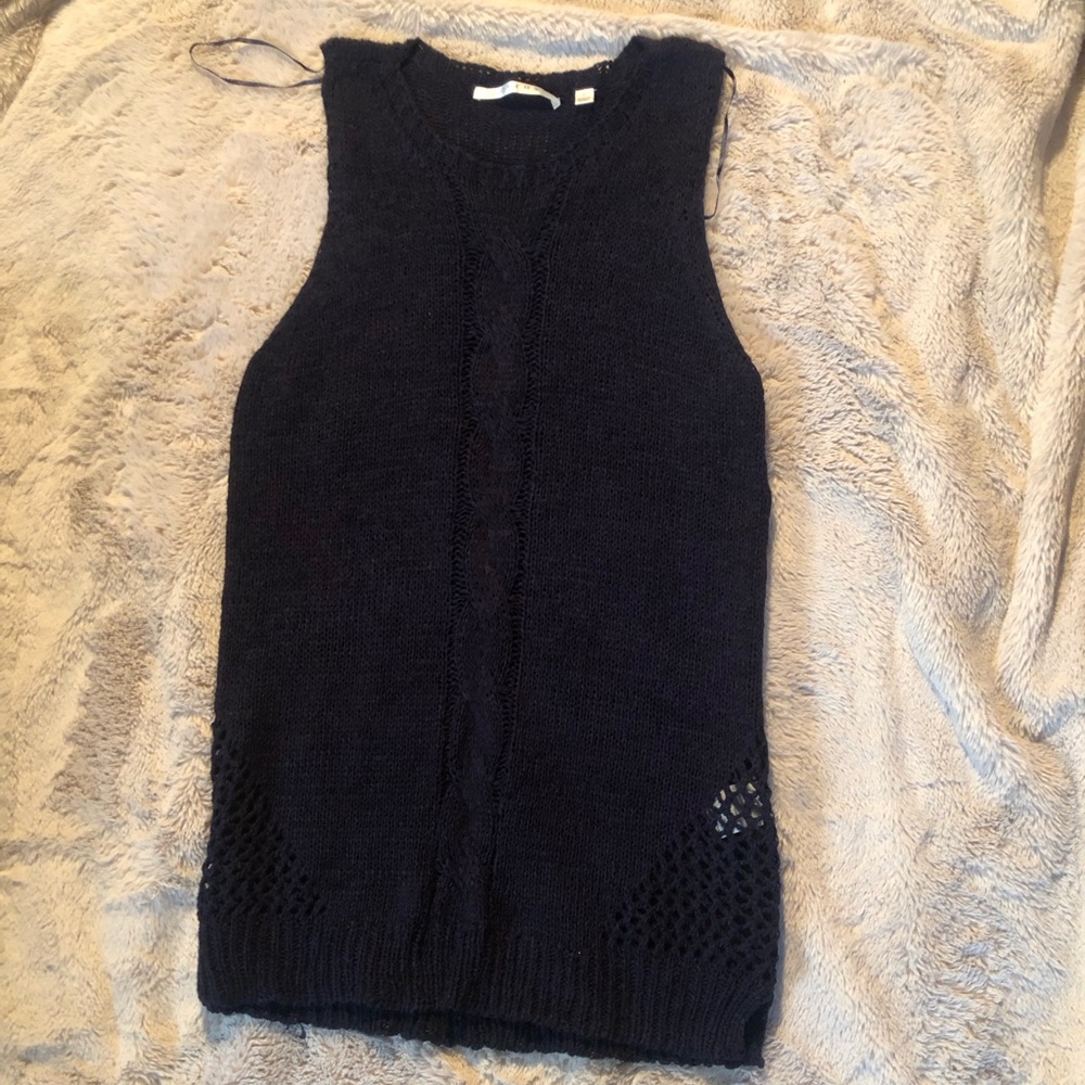 CYRUS Women SZ Small Blue Cable Knit Sleeveles Vest